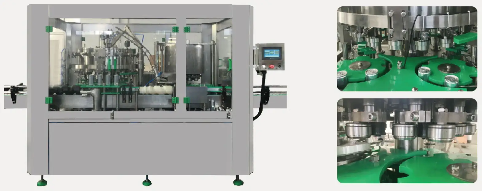 GDF can filler with filling valve and seaming head details
