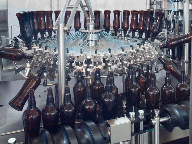 Rotary rinser for glass bottles