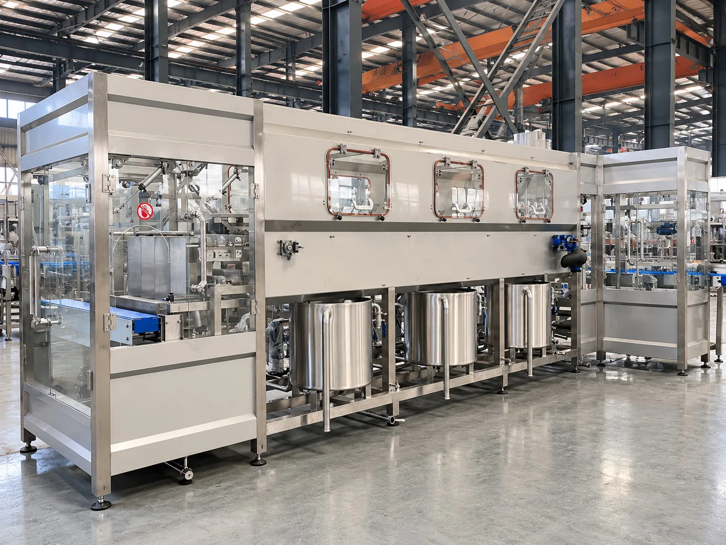 QGF 5 gallon water washing, filling and capping machine in the Angel workshop