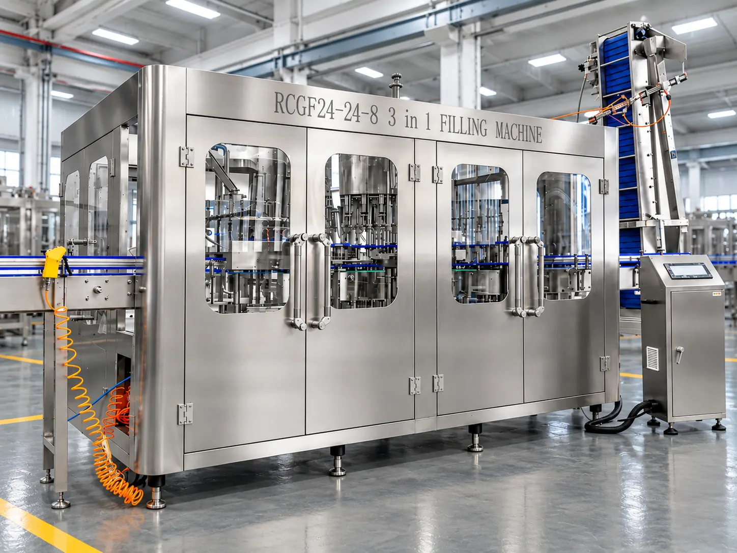 Glass bottle filling machine in the Angel workshop