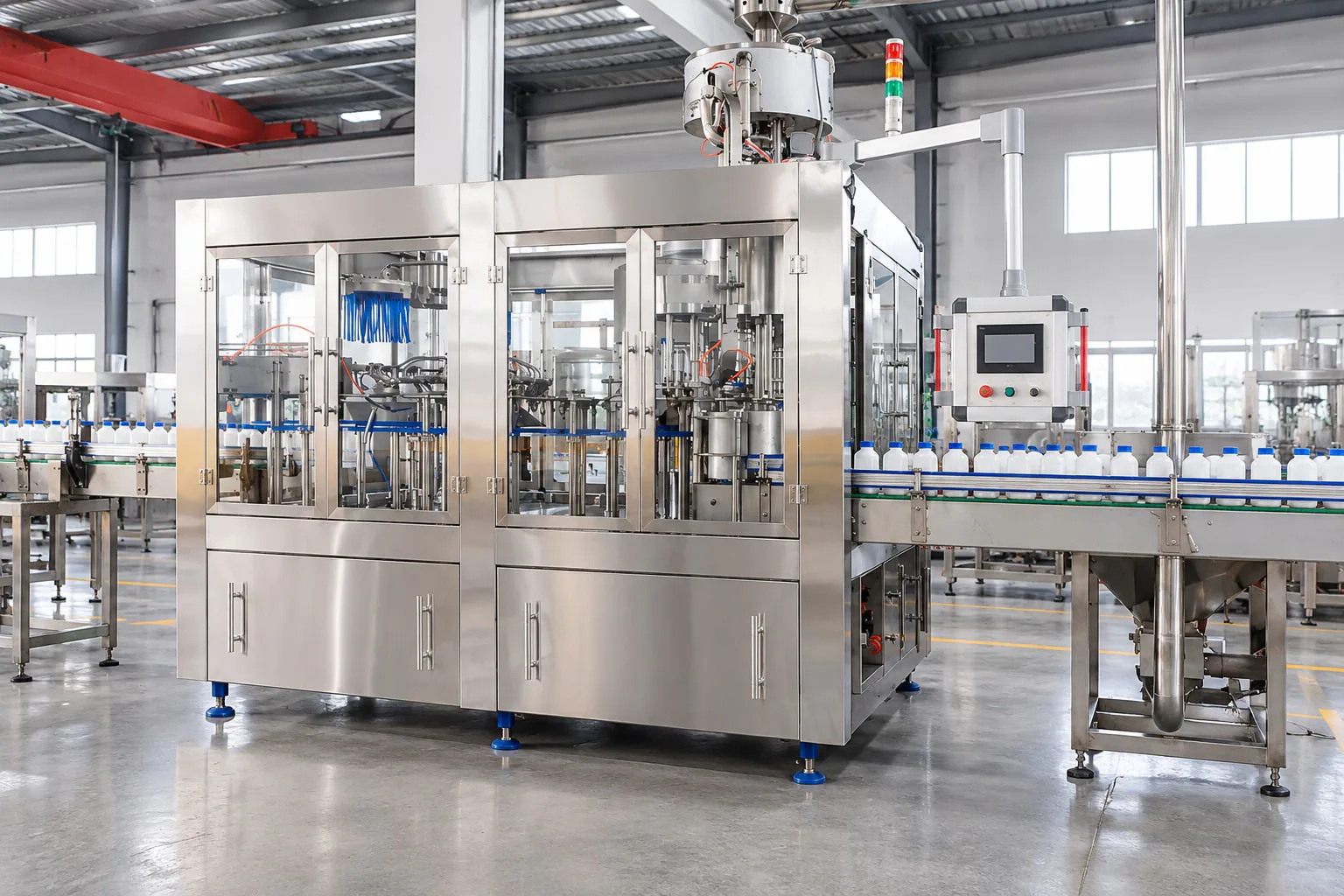 Milk filling line in the Angel workshop