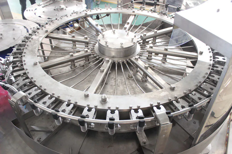 Bottle rinsing section of a carbonated drink filler